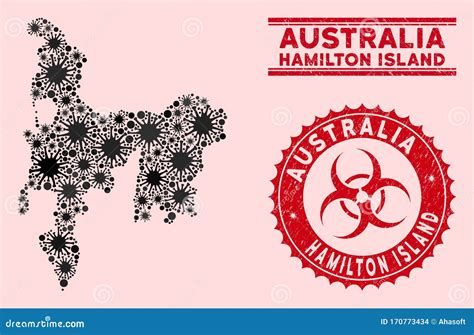 Mappa Dell Isola Mosaica Di Coronavirus Hamilton Con Sigilli Di Timbro