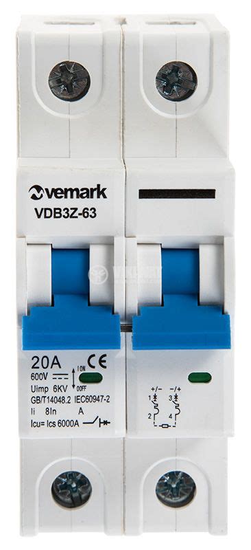 Automatic Circuit Breaker 2p 20a C крива Din Vdb3z 631p Vikiwat