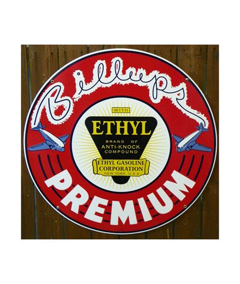 1930s 1940s STYLE BILLUPS ETHYL GASOLINE PORCELAIN SIGN ONLY ONE