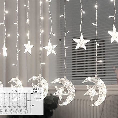 Cortina Luas E Estrelas De Natal Led Branco Frio Misterius Pt