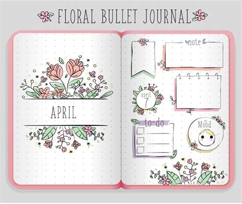 Premium Vector | Floral bullet journal