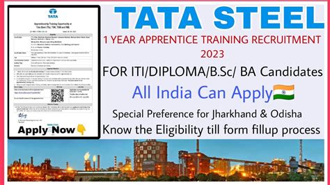 Tata Steel Apprentice Trainee Recruitment For Iti Diploma Passed