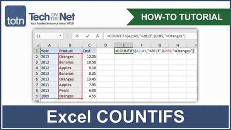 How To Use The Countifs Function In Excel Youtube Riset