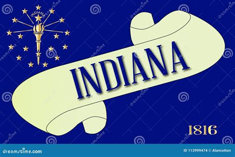 Indiana Map Flag Map Of IN USA With The Hoosier State Flag Cartoon