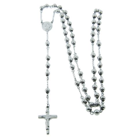 Eternally Haute Stainless Steel Inch Rosary Ball Bead Necklace