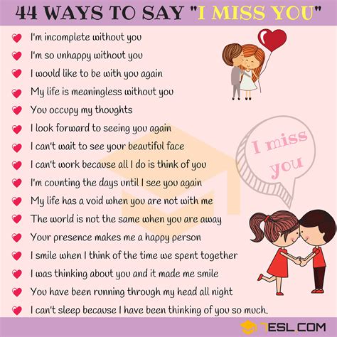 60 Other Ways to Say I MISS YOU in English • 7ESL