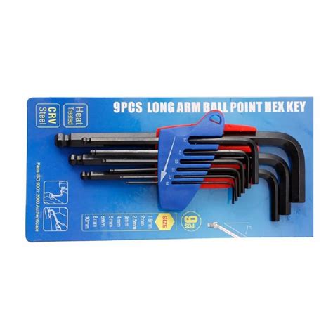 Chrome Vanadium Steel Hex Allen Key Set Long Arm Ball Type