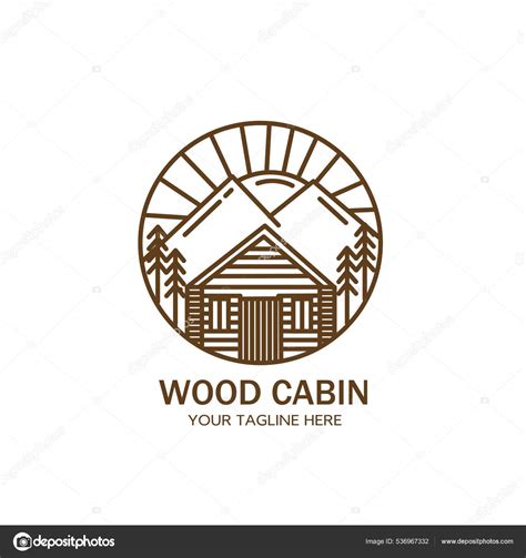 Log Cabin Line Art