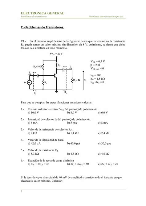 PDF C Problemas De Transistores Ocw Ehu Eus ELECTRONICA GENERAL