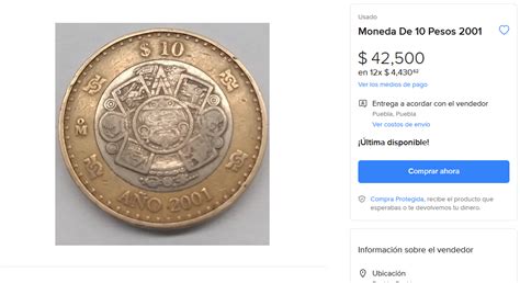 Moneda De Pesos Con El Glifo Oll N En El Centro Se Vende Por M S De