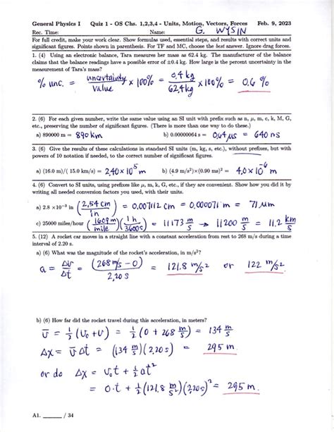 Gp I Spring Ksu Quiz Version A Solution