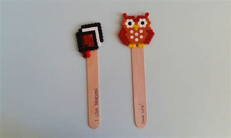 Bookmark Segnalibro Perler Beads Owl Gufo Portafortuna Pysslart Perler