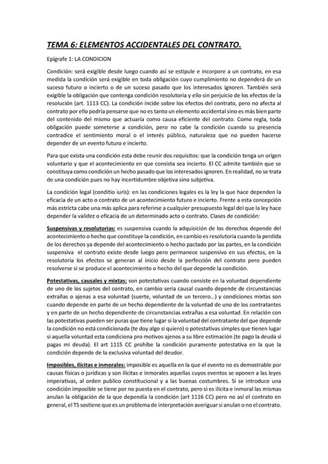 TEMA 6 Elementos Accidentales DEL Contrato TEMA 6 ELEMENTOS