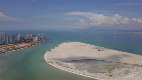 Aerial view reclamation land Gurney Wharf under blue sky at Penang ...