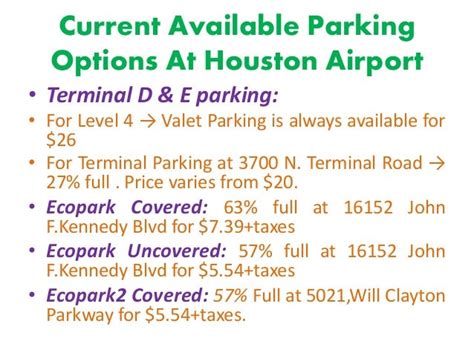 IAH Parking Offers And Services