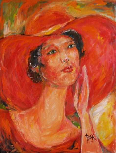 Gorgeous Woman In Red Hat Picture Female Art Art Pictures