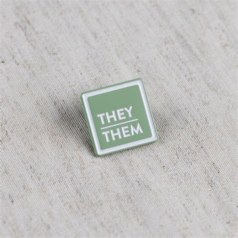 They Them Pronoun Pin Sage Soft Enamel Etsy