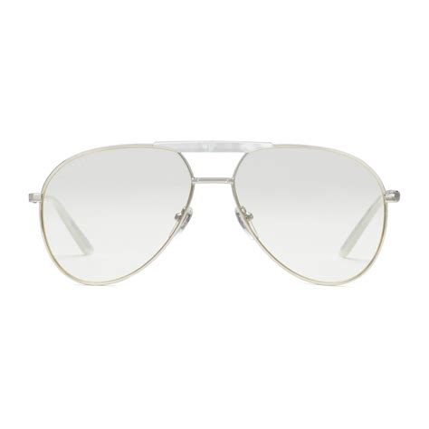 Gucci - Aviator Metal Glasses - Silver - Gucci Eyewear - Avvenice