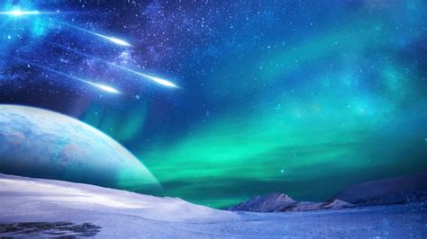 Northern Lights Aurora Borealis Night Sky Comet Scenery 4k HD