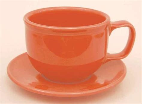 Fiesta Persimmon Newer Jumbo Cup Saucer Set By Homer Laughlin