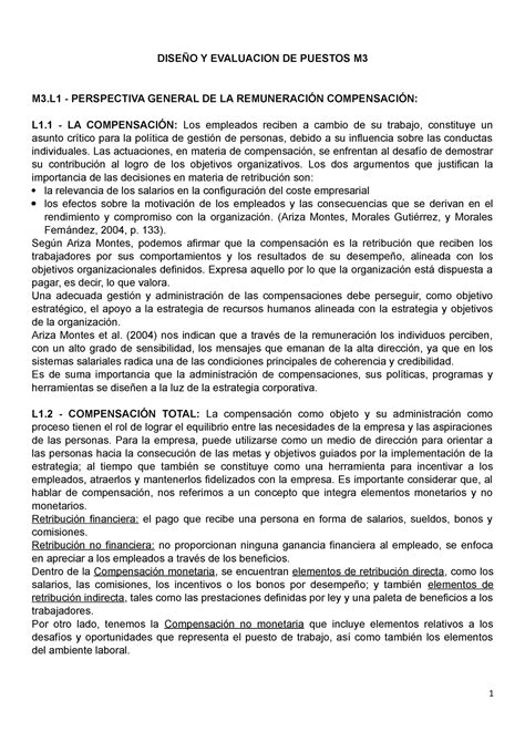 Diseño Y Evaluacion De Puestos M3 DiseÑo Y Evaluacion De Puestos M M3 Perspectiva General De