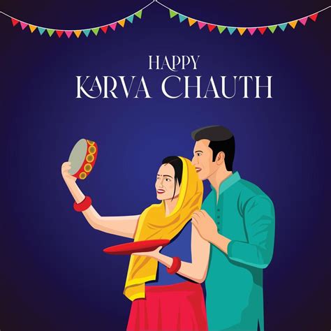 Happy Karwa Chauth Festival Card With Karva Chauth Is A One Day