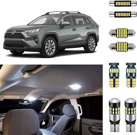 AUTOGINE White LED Interior Lights Kit For Toyota RAV4 2016 2017 2018