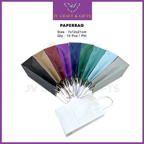 10pcspkt Plain Colour Kraft Paper Bag W Twisted Handle Goodies T