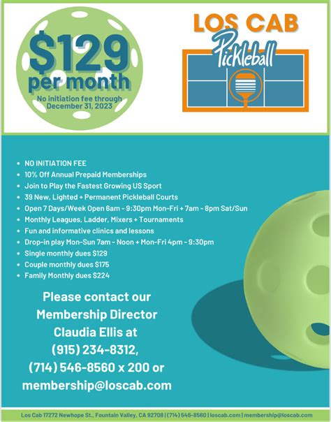 Pickleball Promo Pricing Los Cab Sports Club