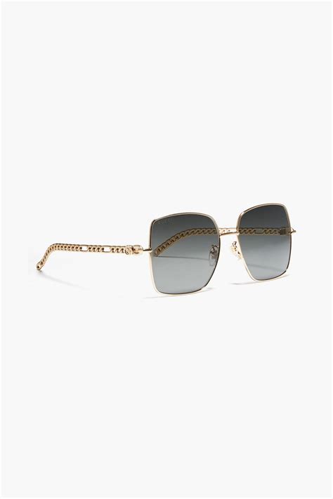 Gucci Square Frame Gold Tone Sunglasses The Outnet