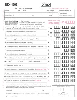 Fillable Online Tax Ohio SD100 2002 Form Internet Pmd Tax Ohio Fax