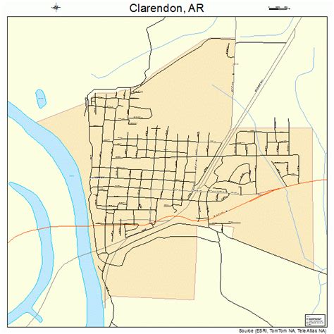 Clarendon Arkansas Street Map 0513990