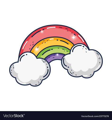 Cute Rainbow With Clouds Royalty Free Vector Image