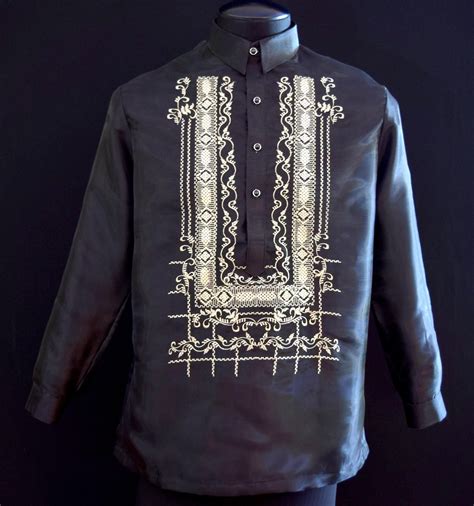 Barong Tagalog Black Filipino Formal Shirt Philippine National Etsy