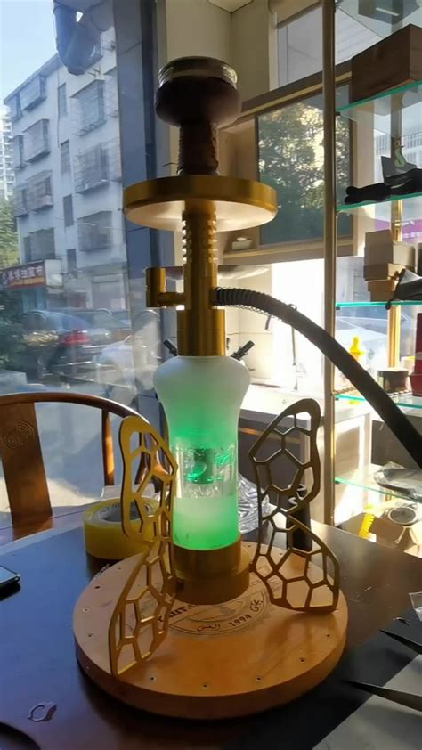 New Modern Hookah Luxury Gold Shisha Nargile Hukka Set With Led Light Butterfly Shisha Hookah ...