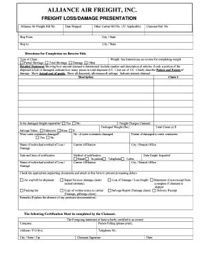 Fillable Online Freight Claim Form Freight Rates Fax Email Print