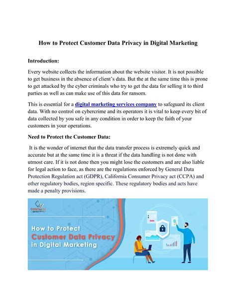 How To Protect Customer Data Privacy In Digital Marketing By Cosmocratsoftwaresolutions Issuu