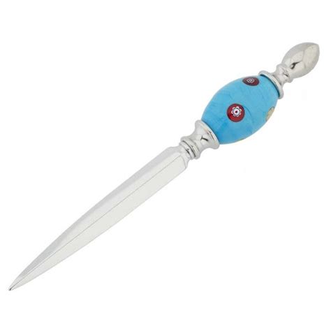 Murano Letter Knives Murano Glass Mosaic Letter Opener Aqua Blue