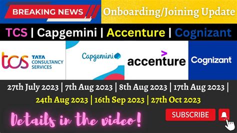 Tcs Joining Update Accenture Joining Cognizant Onboarding Update