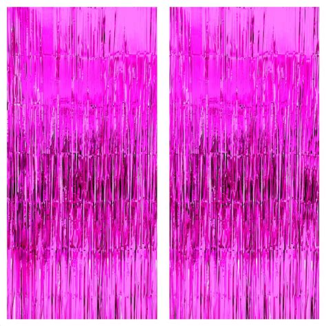 Katchon Hot Pink Foil Fringe Curtain 6 4x8 Feet Pack Of