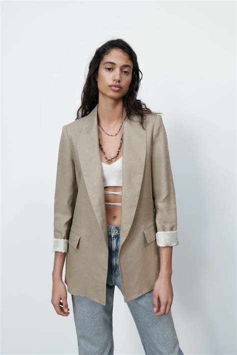 Linen Blazer En 2021 Vestes Dames Veste Blazer