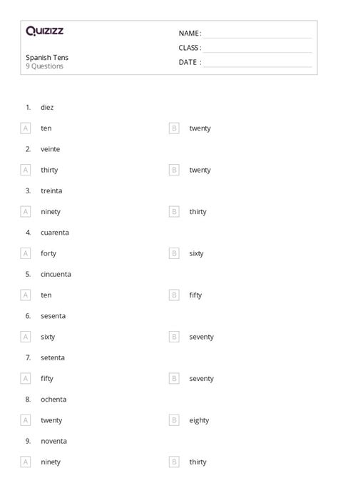 Spanish Worksheets On Quizizz Free Printable