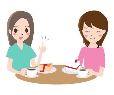 お茶しながら女性同士で会話しているイラスト 無料のフリー素材 イラストエイト