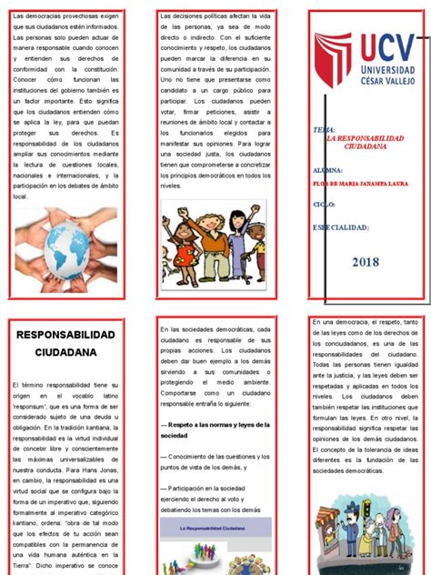 Triptico De La Responsabilidad Ciudadana Pdf Democracia