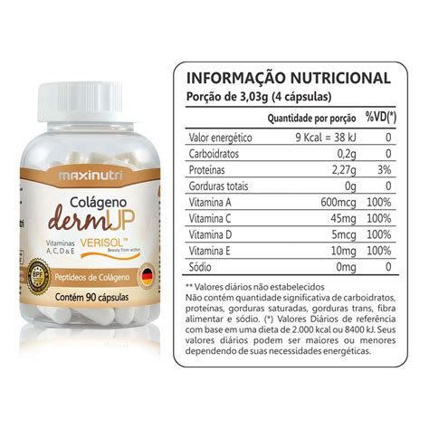 Suplementos Colágeno Dermup Verisol 90 Cápsulas Maxinutri Vitta Gold