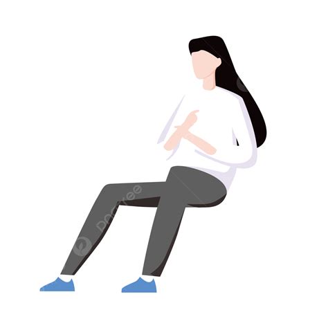 Una Mujer Con Cabello Largo Sentada Png Mujer Figura Sentar Png Y