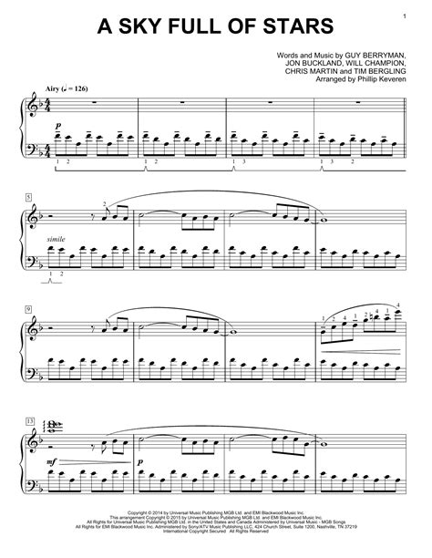 A Sky Full Of Stars Classical Version Arr Phillip Keveren By