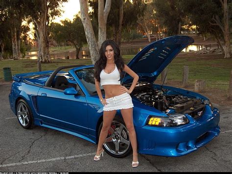 Hd Wallpaper Blue Cars Ford Mustang Girls With Cars 1024x768 Cars Ford