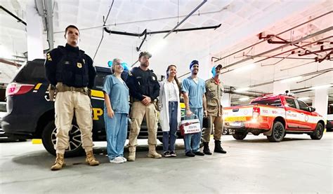 PRF e Corpo de Bombeiros realizam escolta de coração a ser