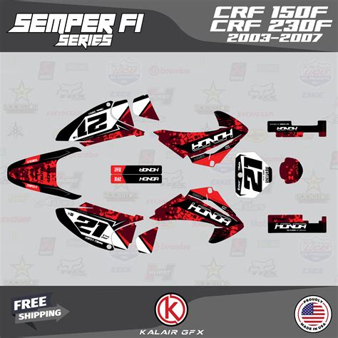 Kalair Gfx Graphics Kit For Honda Crf150f 2003 2007 Semperfi Series